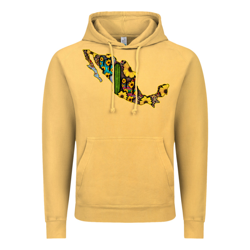 Guerrero Mexico Serape Cactus Sunflower Map Vintage Hoodie by RanaPortraitStore | Teevron