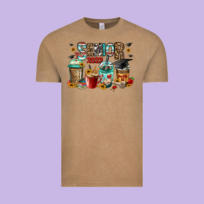 Senior 2023 Coffee Cups Vintage Tee Designed By Jasminsmagicworld