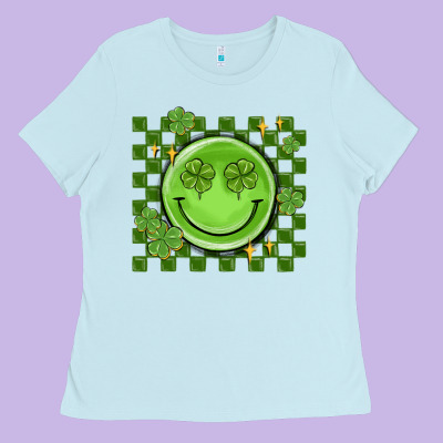 Checkered St. Patrick's Day Ladies Tee Designed By Maliassmallbusiness