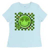 Baby Blue checkered st. patrick's day Ladies Tee - MaliasSmallBusiness