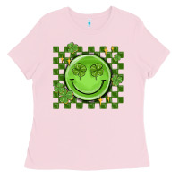 Bubblegum Pink checkered st. patrick's day Ladies Tee - MaliasSmallBusiness
