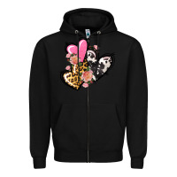 Black Pink glitter leopard cowhide hearts Valentine's Zipper Hoodie - FaDigitalArtStudio