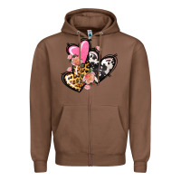 Chestnut Pink glitter leopard cowhide hearts Valentine's Zipper Hoodie - FaDigitalArtStudio
