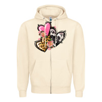 Sandshell Pink glitter leopard cowhide hearts Valentine's Zipper Hoodie - FaDigitalArtStudio