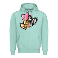 Seafoam Pink glitter leopard cowhide hearts Valentine's Zipper Hoodie - FaDigitalArtStudio