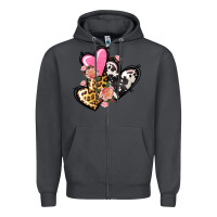 Smoke Pink glitter leopard cowhide hearts Valentine's Zipper Hoodie - FaDigitalArtStudio