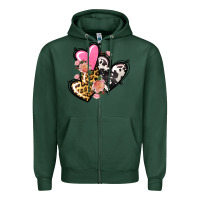 Sports Green Pink glitter leopard cowhide hearts Valentine's Zipper Hoodie - FaDigitalArtStudio