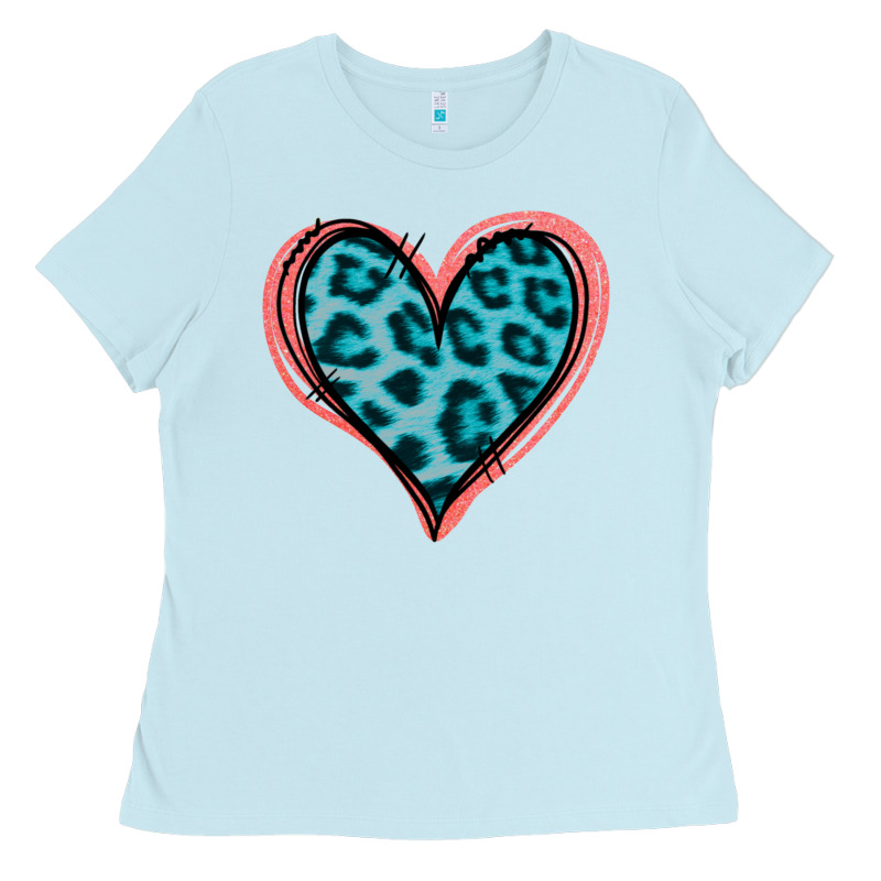 Blue Leopard Heart Ladies Tee by Jasminsmagicworld | Teevron