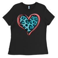 Black Blue Leopard Heart Ladies Tee - Jasminsmagicworld