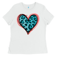 White Blue Leopard Heart Ladies Tee - Jasminsmagicworld