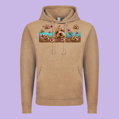 Floral Cockapoo Vintage Hoodie Designed By Jasminsmagicworld