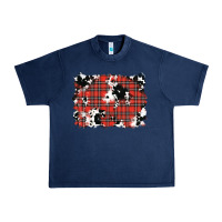 Navy Christmas Plaid Cowhide Pattern Background Urban Heavy Tee - RanaPortraitStore
