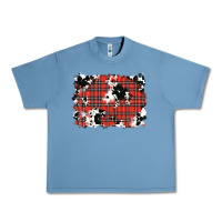 Pebble Blue Christmas Plaid Cowhide Pattern Background Urban Heavy Tee - RanaPortraitStore