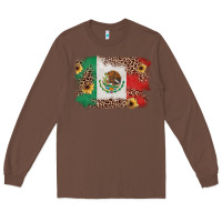Chestnut Mexican Flag with Leopard Long Sleeve Tee - texasbilliewilder