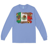 Colony Blue Mexican Flag with Leopard Long Sleeve Tee - texasbilliewilder