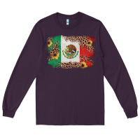 Plum Mexican Flag with Leopard Long Sleeve Tee - texasbilliewilder