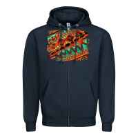 Navy western aztec background pattern Zipper Hoodie - OliviaCreatesArt