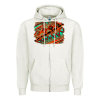 Oatmeal Heather western aztec background pattern Zipper Hoodie - OliviaCreatesArt
