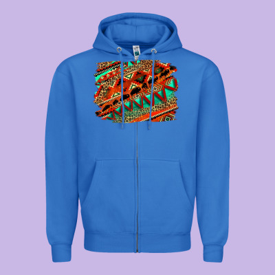 Western Aztec Background Pattern Zipper Hoodie Designed By Oliviacreatesart