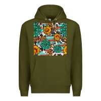 Army Green gemstone sunflower cowhide leopard seamles pattern Premium Hoodie - FaDigitalArtStudio
