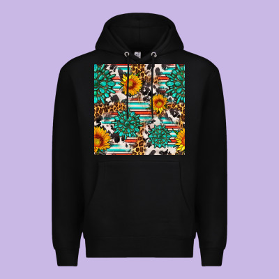 Gemstone Sunflower Cowhide Leopard Seamles Pattern Premium Hoodie Designed By Fadigitalartstudio