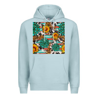 Blue Mist gemstone sunflower cowhide leopard seamles pattern Premium Hoodie - FaDigitalArtStudio