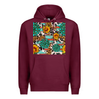 Burgundy gemstone sunflower cowhide leopard seamles pattern Premium Hoodie - FaDigitalArtStudio