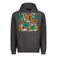 Charcoal Heather gemstone sunflower cowhide leopard seamles pattern Premium Hoodie - FaDigitalArtStudio