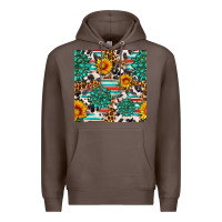 Coffee gemstone sunflower cowhide leopard seamles pattern Premium Hoodie - FaDigitalArtStudio