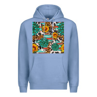 Colony Blue gemstone sunflower cowhide leopard seamles pattern Premium Hoodie - FaDigitalArtStudio