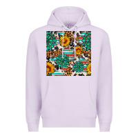 Lilac gemstone sunflower cowhide leopard seamles pattern Premium Hoodie - FaDigitalArtStudio
