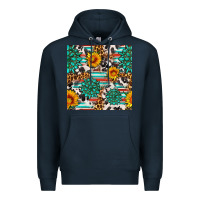 Navy gemstone sunflower cowhide leopard seamles pattern Premium Hoodie - FaDigitalArtStudio