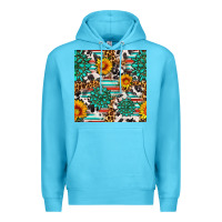 Ocean Blue gemstone sunflower cowhide leopard seamles pattern Premium Hoodie - FaDigitalArtStudio
