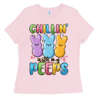 Bubblegum Pink chillin' with my peeps Ladies Tee - MaliasSmallBusiness