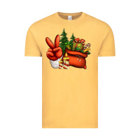 Vintage Mustard christmas santa claus peace hand Vintage Tee - Jasminsmagicworld
