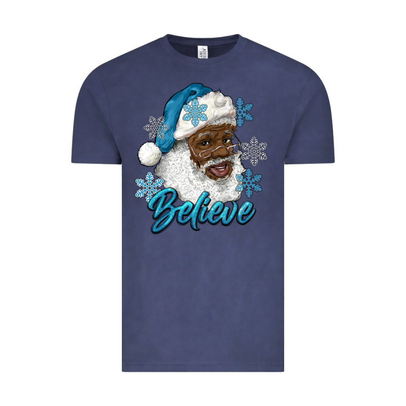 Winter Christmas African American Santa Believe Vintage Tee by RanaPortraitStore | Teevron