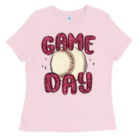 Bubblegum Pink game day baseball Ladies Tee - MaliasSmallBusiness