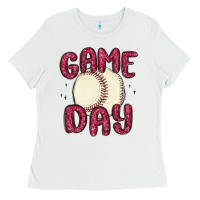 White game day baseball Ladies Tee - MaliasSmallBusiness