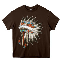 Chocolate Brown indian headress Heavy Core Tee - AdoDesignShop