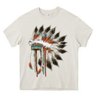 Cream indian headress Heavy Core Tee - AdoDesignShop