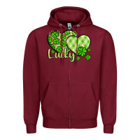 Burgundy St. Patrick's Lucky hearts Zipper Hoodie - OliviaCreatesArt