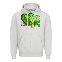 Dove Grey St. Patrick's Lucky hearts Zipper Hoodie - OliviaCreatesArt