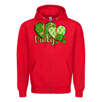 Red St. Patrick's Lucky hearts Zipper Hoodie - OliviaCreatesArt