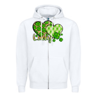 White St. Patrick's Lucky hearts Zipper Hoodie - OliviaCreatesArt