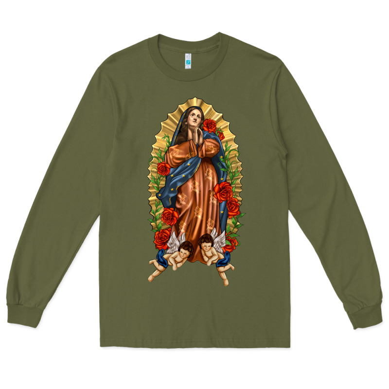 Lady Of Guadalupe With Roses Long Sleeve Tee by texasbilliewilder | Teevron