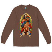Chestnut Lady of Guadalupe with Roses Long Sleeve Tee - texasbilliewilder