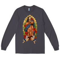 Smoke Lady of Guadalupe with Roses Long Sleeve Tee - texasbilliewilder