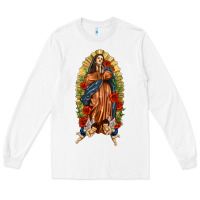 White Lady of Guadalupe with Roses Long Sleeve Tee - texasbilliewilder