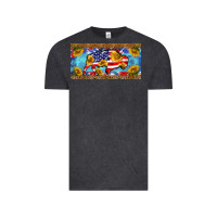 Vintage Black bison amerıcan flag  license plate template Vintage Tee - BarkalooDesign