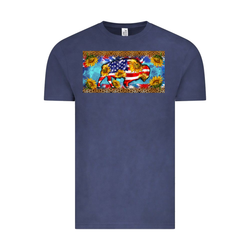 Bison Amerıcan Flag  License Plate Template Vintage Tee by BarkalooDesign | Teevron
